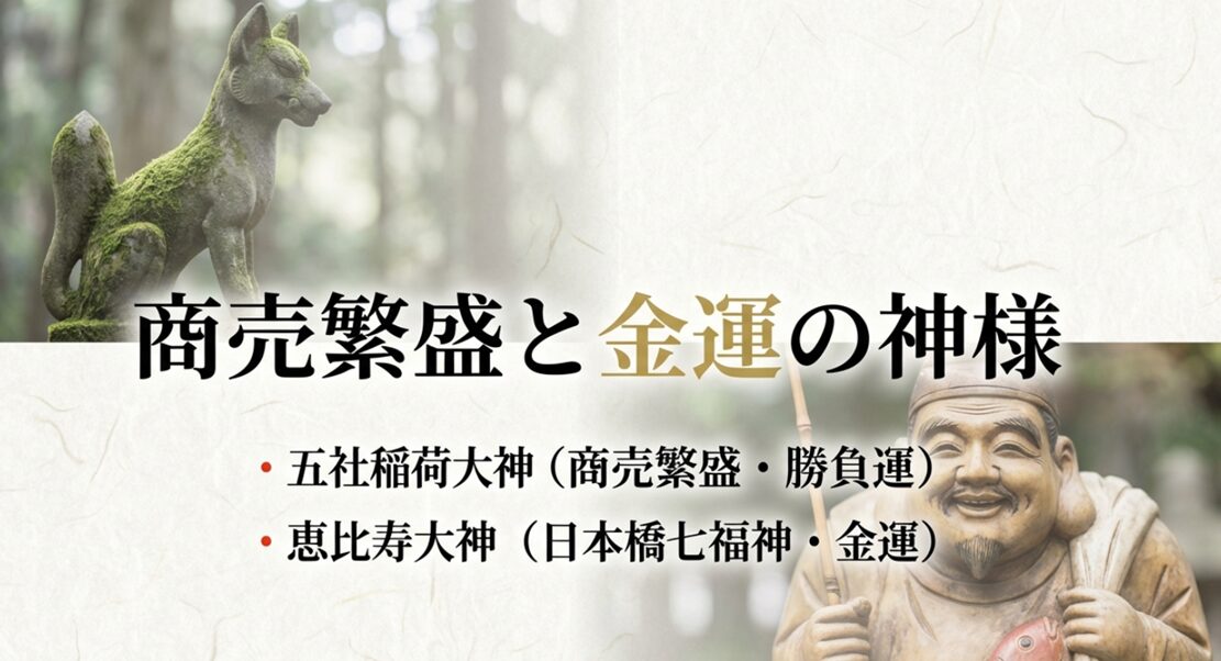 五社稲荷大神と恵比寿大神を祀る、商売繁盛と金運の神様